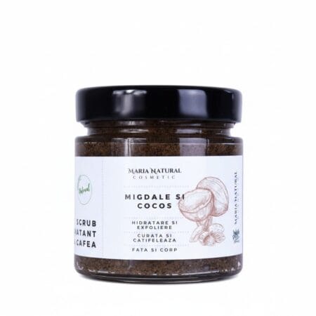 Scrub hidratant de corp cu zahar si cafea - cocos si migdale